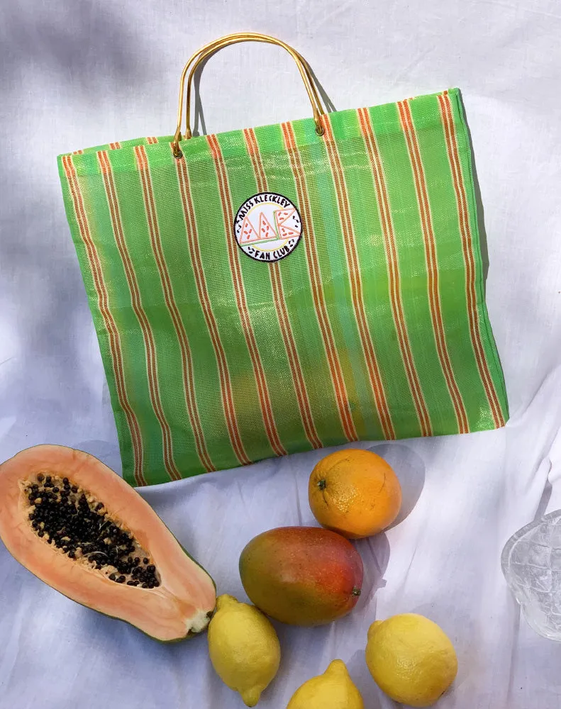 VINTAGE SHOPPING BAG GREEN STRIPES