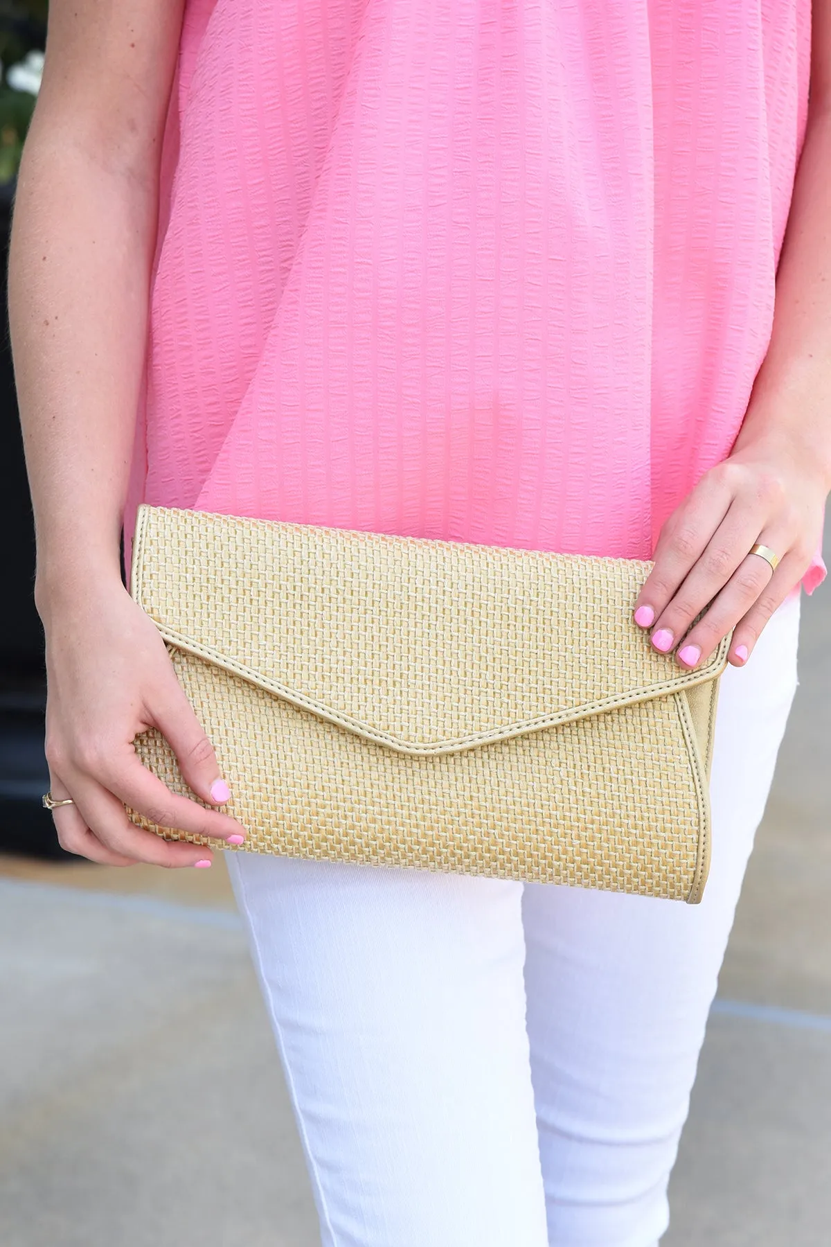 WOVEN ENVELOPE CLUTCH -GOLD