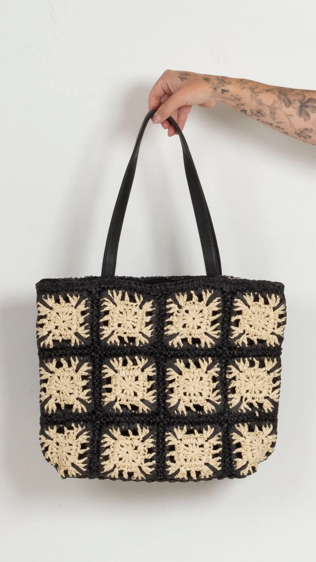 Woven Square Pattern Tote