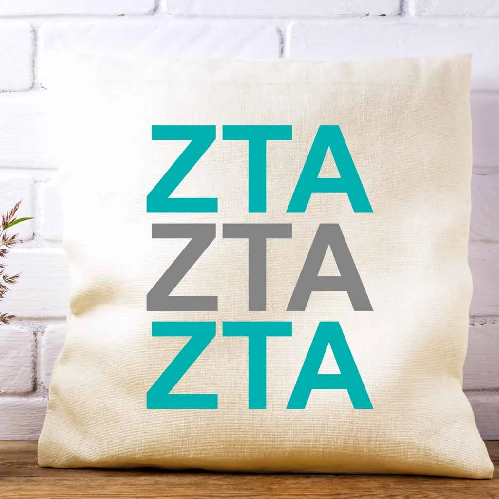 Zeta Tau Alpha Throw Pillow Cover with Greek Letters