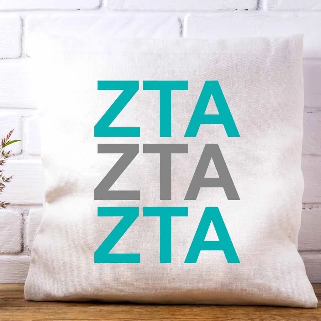 Zeta Tau Alpha Throw Pillow Cover with Greek Letters