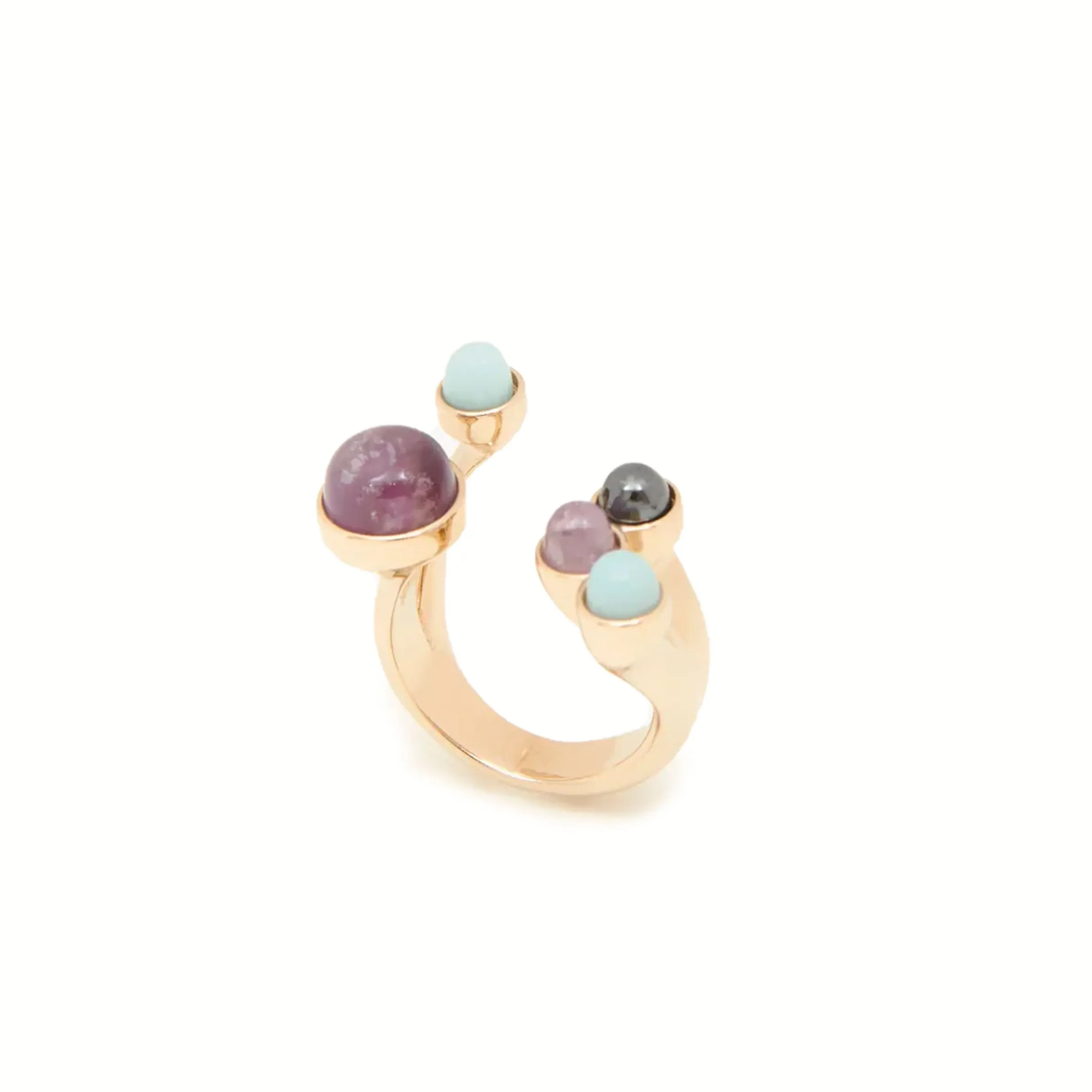 Zodiac Ring Aquarius 5, Hematite, Amethyst & Amazonite